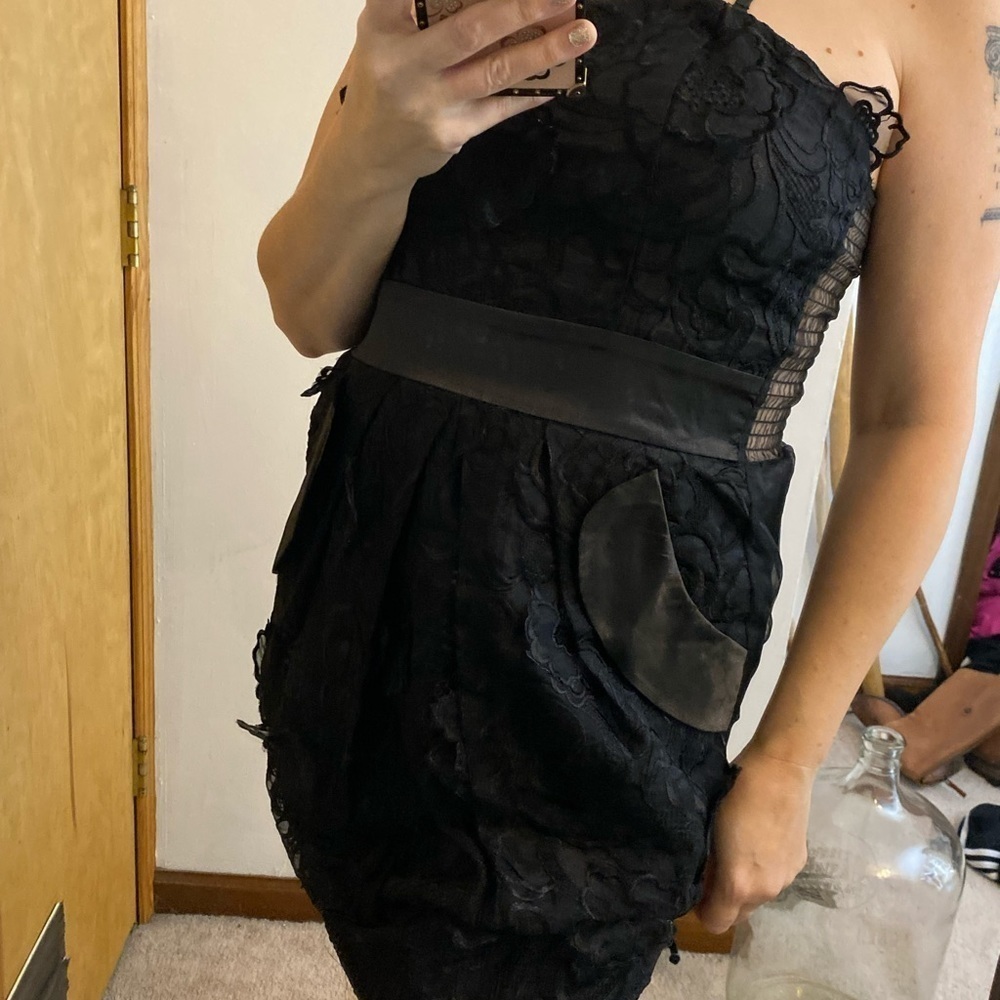 NWT Lucy Paris Black Lace Appliqué Cocktail Dress - Picture 5 of 16